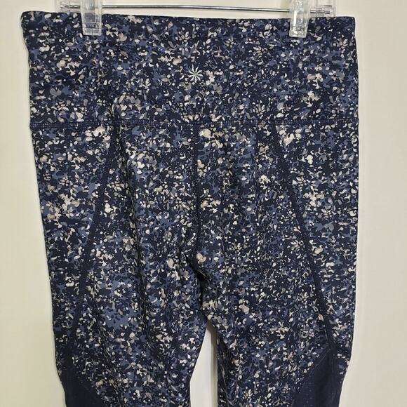 Athleta Womens Leggings Small Sandstone Salutation 7/8 Tight Mesh Blue Printed - Picture 7 of 11